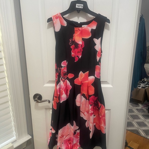 Calvin Klein Dresses & Skirts - Calvin Klein Black and Pink Floral Midi Dress
